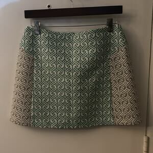 Topshop Geometric Print Textured Mini Skirt 8 Green/Gray Dopamine Mermaid  Retro
